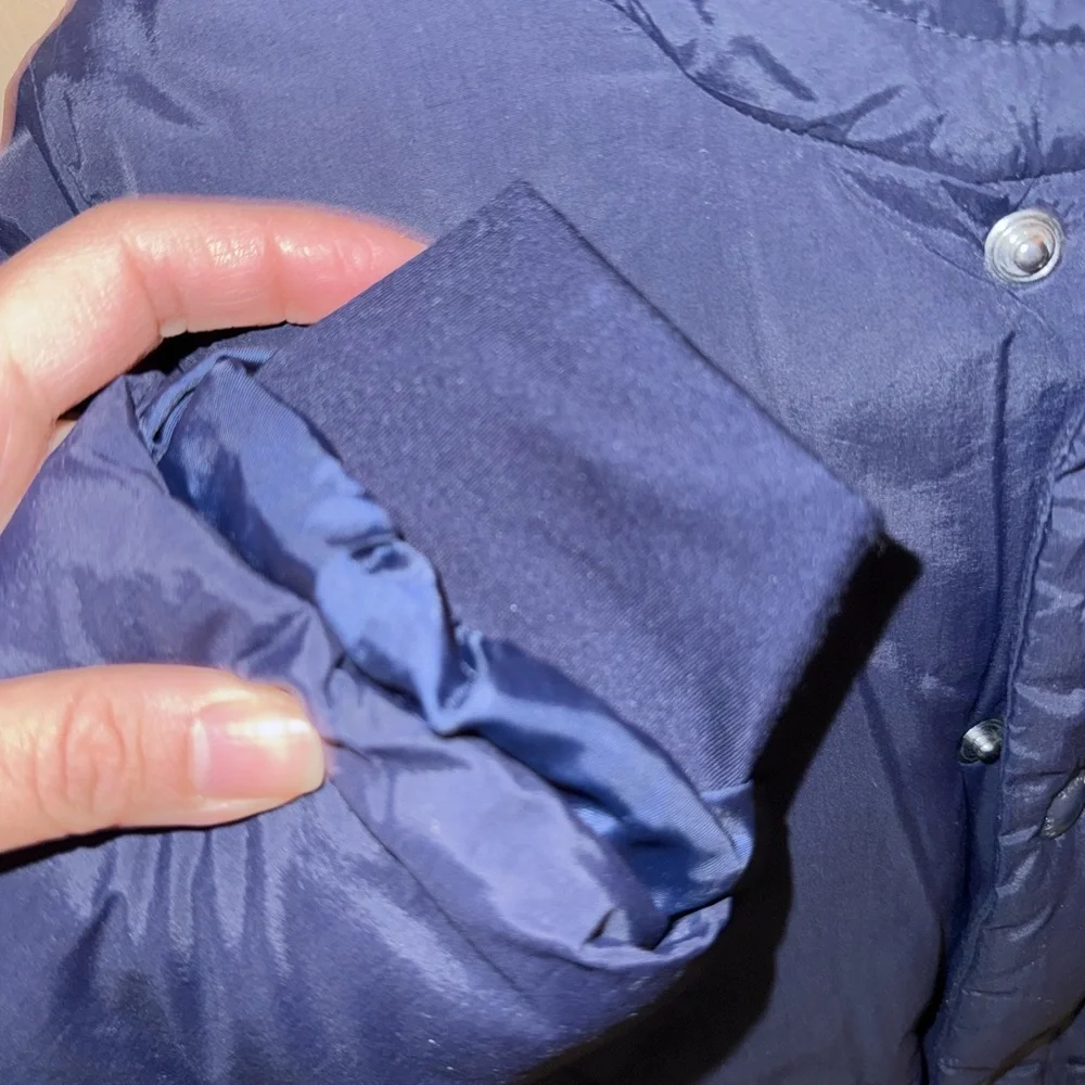 GAP Boys Navy Puffer Jacket Size 5 Hooded Fleece Lined Winter Coat